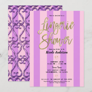 Invitation Pink Purple Coeurs Twisted Chic Lingerie Douche