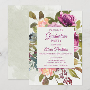 Invitation Pink Purple Sage Green Graduation Party