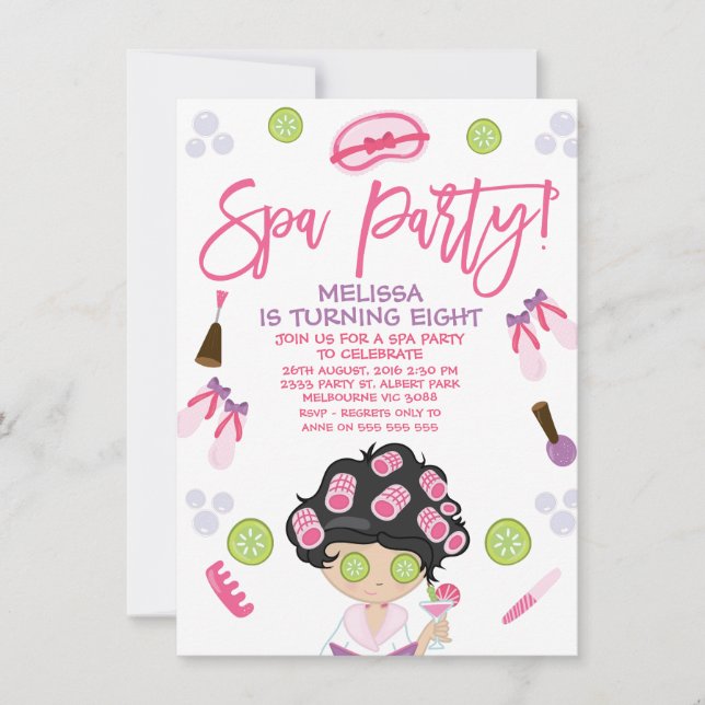 Invitation Pink Purple Spa Party Anniversaire (Devant)