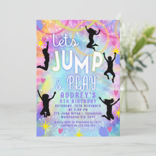 Invitation Pink Purple Tee Retro Jump and Play Anniversaire
