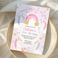 Pink Purple Unicorn Magique Jour 1er Anniversaire