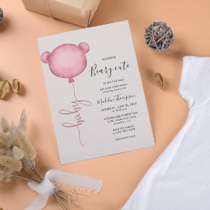 Invitation Pink Quelqu'Un Beary Baby shower Ballons mignon