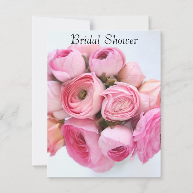 Invitation PInk ranunculus douche nuptiale (Devant)