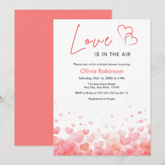 Invitation Pink & Red Love is in the Air Bridal Shower 