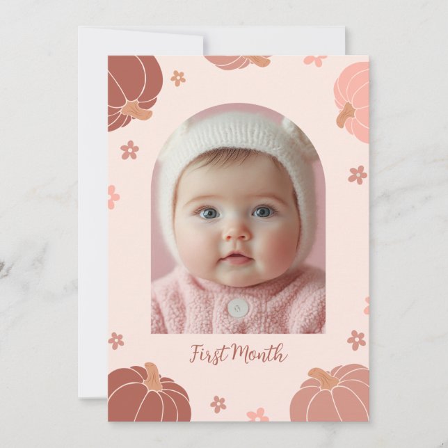 Invitation Pink Retro Pumpkin First Birthday Photo Banner (Devant)