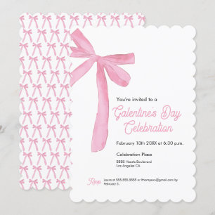 Invitation Pink Ribbon Bow Girly la fête de la Saint-Galentin