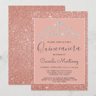 Invitation Pink - Rose Gold Parties scintillant et Sparkle Qu