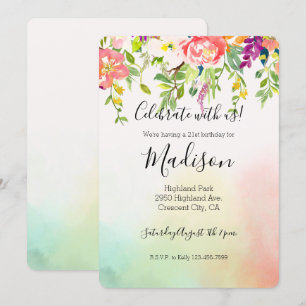 Invitation Pink Roses Mint Mint Jaune Blush Tee Floral