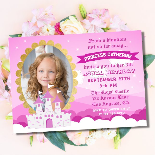 Invitation Pink Royal Princess Castle Girl Anniversaire (Créateur téléchargé)