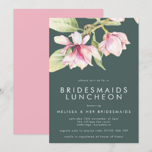 Invitation Pink & Sage Aquarelle Floral Bridesmaiers Déjeuner