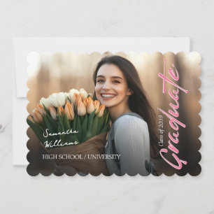 Invitation Pink Script Photo Grandmillennial Graduation