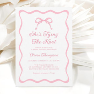 Invitation Pink She's Tying the Knot Bow Fête des mariées