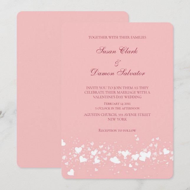 Invitation Pink Shine Hearts Saint Valentin de mariage (Devant / Derrière)