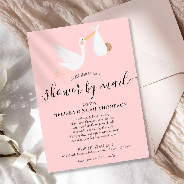 Invitation Pink Shower By Mail Long Distance Sprinkle (Créateur téléchargé)