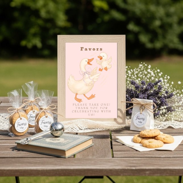 Invitation Pink Silly Goose Favor Table Sign  (Pink Silly Goose Favor Table Sign)