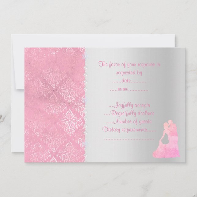 Invitation Pink Silver couple de danse rsvp (Devant)