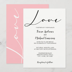 Invitation Pink Simple élégante typographie Love Mariage