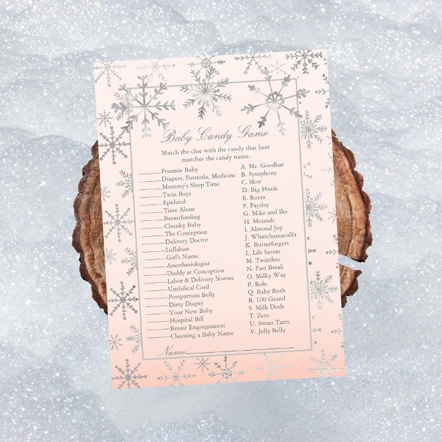 Invitation Pink Snowflake Baby Candy Baby shower Jeu (Créateur téléchargé)