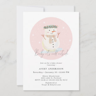 Invitation Pink Snowman Baby Il fait froid dehors Baby shower