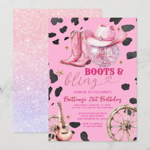 Invitation Pink Space Cowgirl Adult fête d'anniversaire
