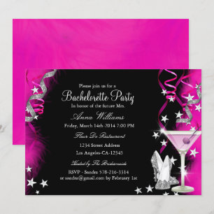 Invitation Pink Sparkle Heels & Cocktail Bachelorette Party 2