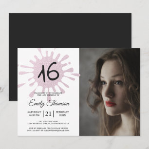 Invitation Pink Splash Sweet 16 16e anniversaire de la fête P