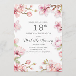 Invitation Pink Spring Garden Floral 18e fête d'anniversaire