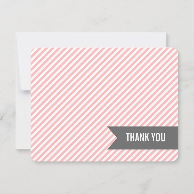 Invitation Pink Stripes Flat Merci Notes (Devant)