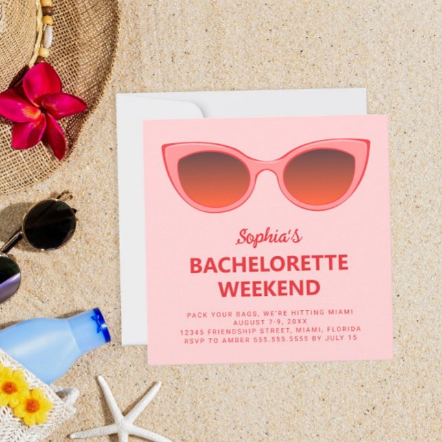 Invitation Pink Sunnies Beach Bachelorette Week-end (Créateur téléchargé)