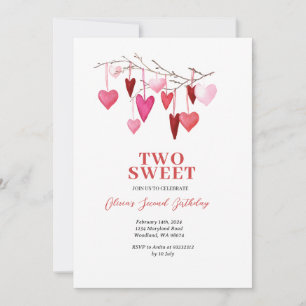 Invitation Pink Sweet deux Valentine Heart Balloon Anniversai