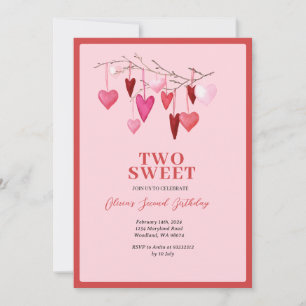 Invitation Pink Sweet deux Valentine Heart Balloon Anniversai