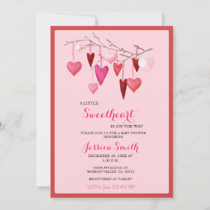 Invitation Pink Sweetheart Valentine Baby shower pour fille