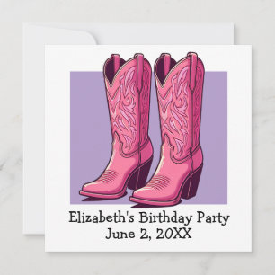Invitation Pink tendance fille bottes fille fête d'anniversai