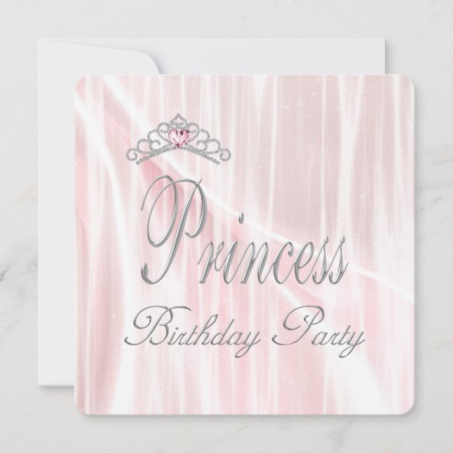 Invitation Pink Tiara Girls Princess Anniversaire (Devant)