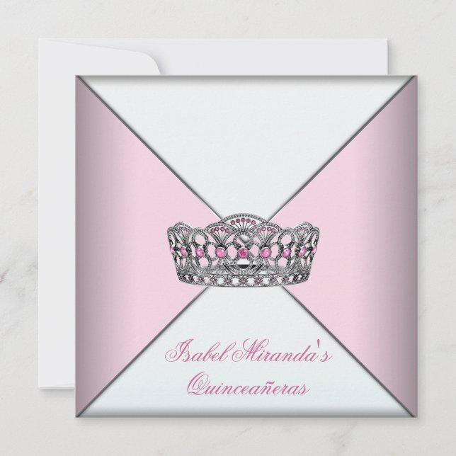 Invitation Pink Tiara Quinceanera 15ème anniversaire (Devant)