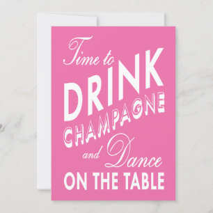 Invitation Pink Time to Dance sur la Table Bachelorette Party
