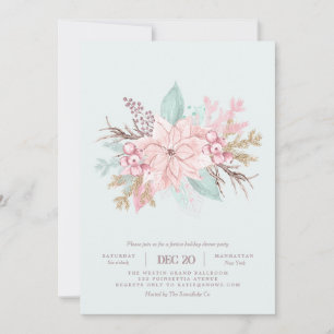 Invitation Pink Tis The Season Mint Dîner De Vacances Invitat