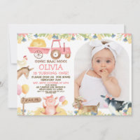 Pink Tractor Arch Farm Animaux 1er anniversaire