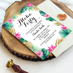 Invitation Pink Tropical 40th Birthday