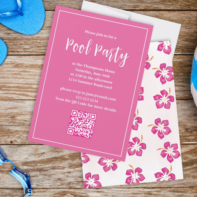 Invitation Pink Tropical Floral Summer Party (Créateur téléchargé)