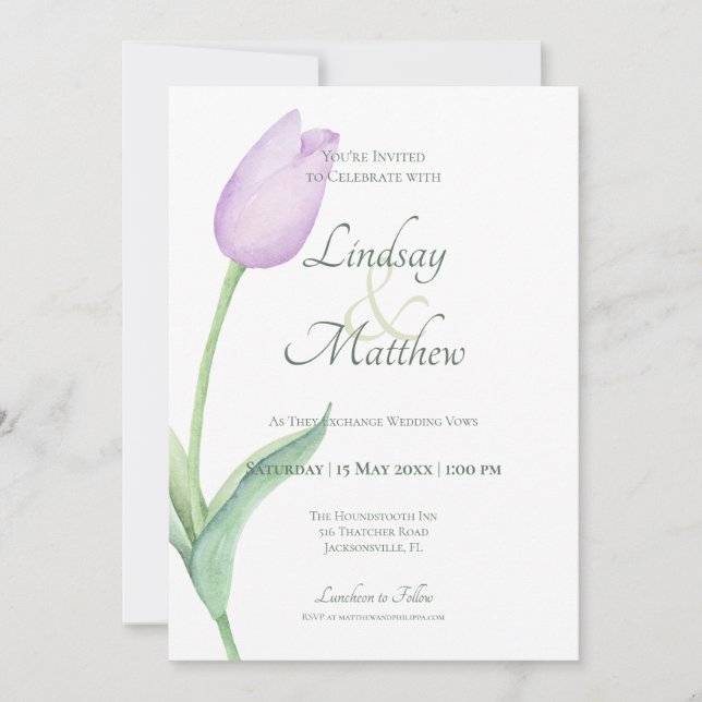 Invitation Pink Tulip Solo Purple Moderne (Devant)