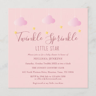 Invitation Pink Twinkle Sprinkle Little Star Baby shower