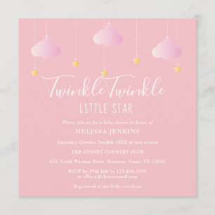 Invitation Pink Twinkle Twinkle Little Star Baby shower