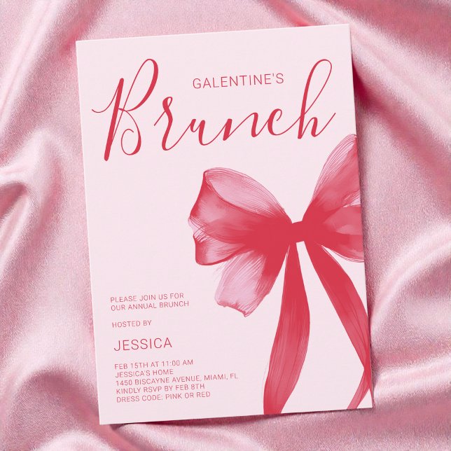 Invitation Pink Valentine Watercolor Galentine's Day Brunch (Pink Valentine Watercolor Galentine's Day Brunch Invitation)