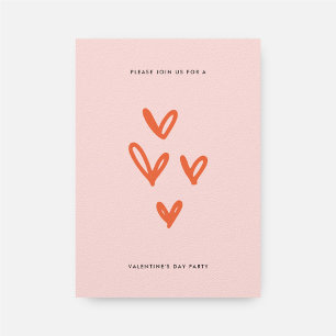 Invitation Pink Valentine's Day Hearts Fête