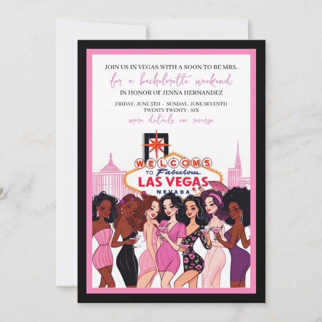 Invitation Pink Vegas Bachelorette (Devant)