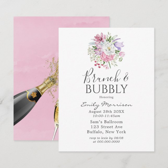 Invitation Pink Vierge Tulip Brunch & Bubbly (Devant / Derrière)