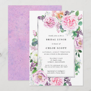 Invitation Pink violet Rose Floral Bridal Déjeuner
