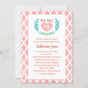 Invitation Pink Vous Êtes Mon Baby shower Soleil