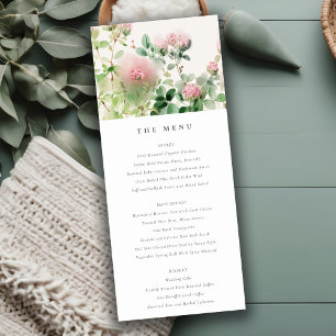 Invitation Pink Watercolor Floral Garden Wedding Menu Card